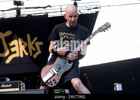 Milano, Italia. 12 maggio 2024. Greg Hetson dei Circle Jerks si esibisce dal vivo al ponte di Milano, il 12 maggio 2024. (Foto di Mairo Cinquetti/NurPhoto) credito: NurPhoto SRL/Alamy Live News Foto Stock