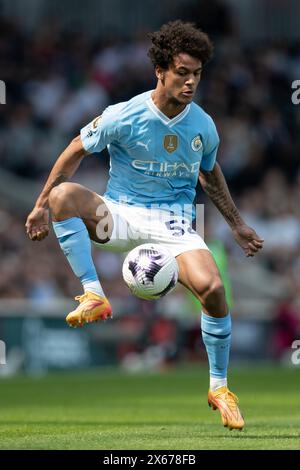 Oscar Bobb del Manchester City in azione durante la partita di Premier League tra il Fulham e il Manchester City al Craven Cottage, Londra, sabato 11 maggio 2024. (Foto: Federico Maranesi | notizie mi) Foto Stock