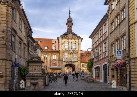 Il vecchio municipio nella città vecchia di Bamberga, alta Franconia, Baviera, Germania, Europa Foto Stock