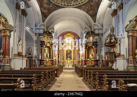 Interno della chiesa parrocchiale di San Martin a Bamberga, alta Franconia, Baviera, Germania, Europa Foto Stock