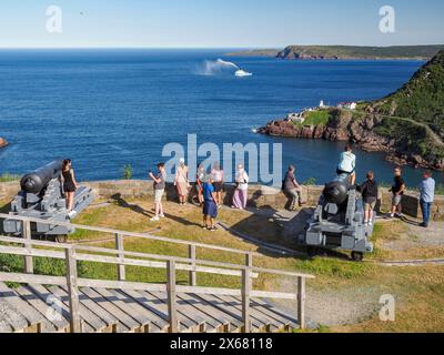 Atlantic Canada, Canada, esercitazione di motoscafi, ingresso al porto, vacanze, vacanze, vacanze, Terranova, Nord America, capitale della provincia, visite turistiche, Signal Hill, porto di St John, maritimes, vacanza Foto Stock