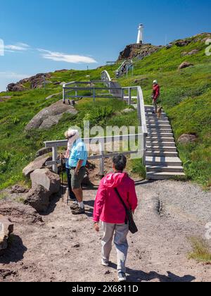 Oceano Atlantico, Canada, Cape Spear Lighthouse National Historic Site, turisti Foto Stock