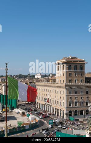 Cantiere per la nuova linea C della metropolitana, metropolitana e stazione della metropolitana. Piazza Venezia, centro storico di Roma. Italia, Europa - Copia spazio Foto Stock