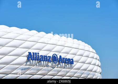 Monaco di Baviera, Germania - 13 maggio 2024: Stadio di calcio Allianz Arena di Monaco *** Fußballstadion Allianz Arena di München Foto Stock