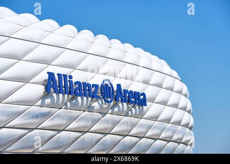 Monaco di Baviera, Germania - 13 maggio 2024: Stadio di calcio Allianz Arena di Monaco *** Fußballstadion Allianz Arena di München Foto Stock