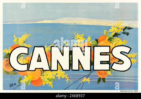 Locandina turistica «Cannes» intorno al 1930 dell’artista francese Georges Goursat (1863-1934), meglio conosciuta come SEM. Crediti: Collezione privata / AF fotografie Foto Stock