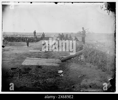 Centreville, Virginia. Forte confederato sulle alture con cannoni quaccheri, fotografie della guerra civile 1861-1865 Foto Stock