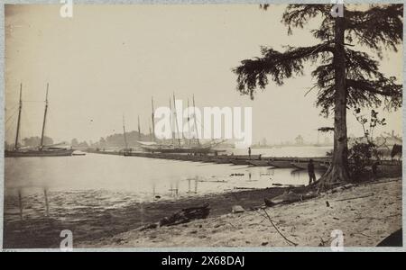 Ponte sul fiume James a Powhatan Point, su cui l'Armata di Potomac attraversò, giugno 1864, fotografie della Guerra civile 1861-1865 Foto Stock