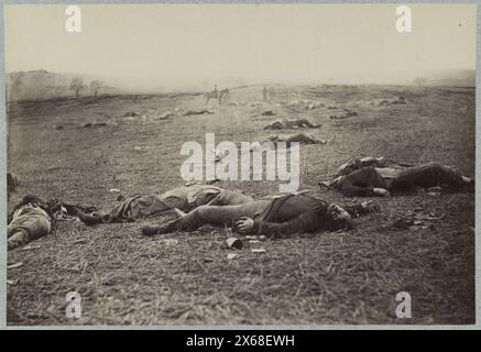 Campo di battaglia di Gettysburg. Cadaveri di soldati federali morti sul campo della battaglia del primo giorno, fotografie della guerra civile 1861-1865 Foto Stock