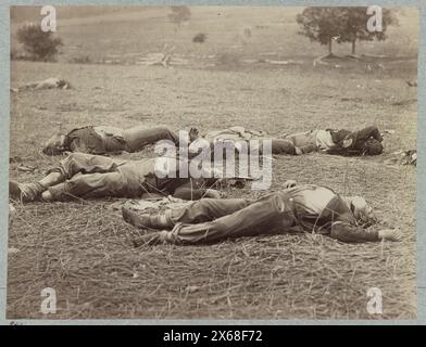 Campo di battaglia di Gettysburg. Cadaveri di soldati federali morti sul campo della battaglia del primo giorno, fotografie della guerra civile 1861-1865 Foto Stock