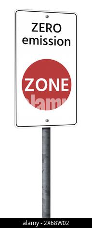 Segnale stradale ZONA emissioni zero Foto Stock