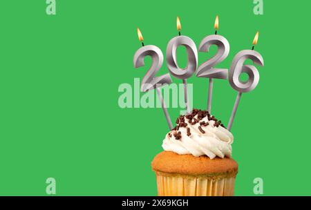 Felice anno nuovo 2026 - candele sotto forma di numeri illuminati Foto Stock