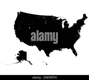 mappa dei confini degli stati uniti. Mappa vettoriale dettagliata della provincia statunitense. Illustrazione Vettoriale