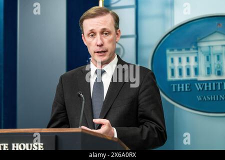 Washington, Stati Uniti. 13 maggio 2024. Jake Sullivan, consigliere per la sicurezza nazionale, ha parlato ad un briefing stampa nella White House Press Briefing Room alla Casa Bianca di Washington, DC. Crediti: SOPA Images Limited/Alamy Live News Foto Stock