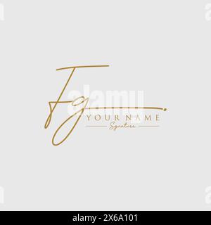 Modello del logo della firma FG Illustrazione Vettoriale
