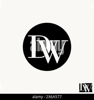 Design del logo concetto grafico materiale vettoriale creativo Premium lettera astratta DW iniziale serif collegare il carattere al cerchio relativo al marchio monogramma tipografico Illustrazione Vettoriale