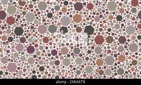 Pavimento esagonale a nido d'ape con piastrelle in marmo o mosaico terazo, motivo vettoriale. Fondo di mosaico a nido d'ape con marmo esagonale o frammenti di ceramica per pavimenti in terracotta Illustrazione Vettoriale