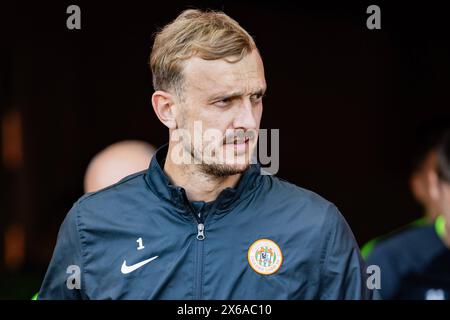 Lodz, Polonia. 12 maggio 2024. Jasmin Buric di Zaglebie visto durante la partita polacca di PKO Ekstraklasa League tra Widzew Lodz e Zaglebie Lubin allo stadio municipale di Widzew Lodz. Punteggio finale; Widzew Lodz 1:3 Zaglebie Lubin. Credito: SOPA Images Limited/Alamy Live News Foto Stock