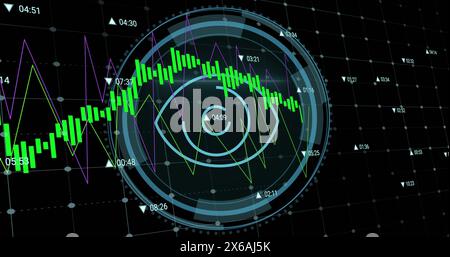 Immagine dell'elaborazione dei dati tramite banner di testo per la sicurezza informatica e scanner per retina oculare Foto Stock