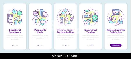 Schermata per l'inserimento dell'app mobile dei vantaggi QMS Illustrazione Vettoriale