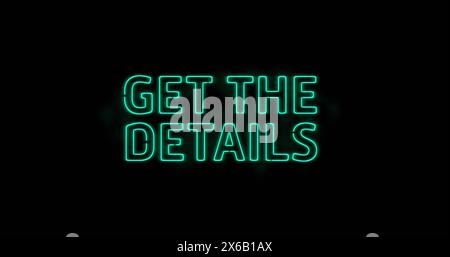 Immagine del neon verde per ottenere lo sfarfallio del testo sui dettagli su sfondo nero Foto Stock