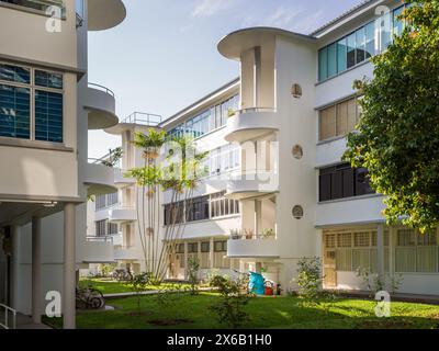 Appartamenti modernisti Tiong Bahru Walk Up a Singapore, progettati in stile moderno dal Singapore Improvement Trust (SIT) Foto Stock