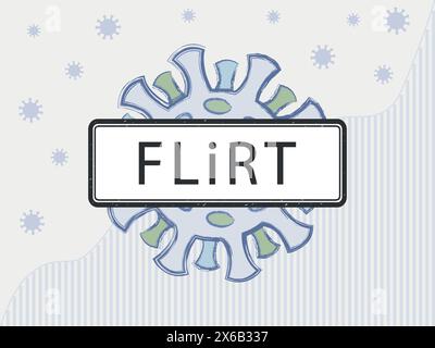 Flirt è una famiglia di varianti COVID-19 caratterizzate da una maggiore trasmissibilità e potenziale evasione immunitaria, tra cui kp.2 e kp.1,1. Illustrazione Vettoriale