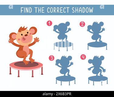 Gioco per bambini. Trovare l'ombra corretta. Mamma carina in giardino. Personaggio dei cartoni animati. Illustrazione vettoriale. Illustrazione Vettoriale