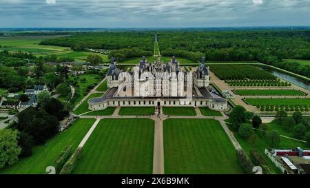 Foto drone castello di Chambord Francia Europa Foto Stock