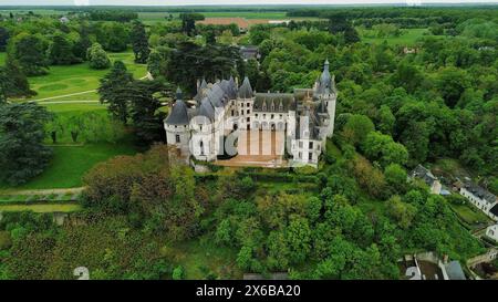 Foto drone castello di Chaumont Francia Europa Foto Stock