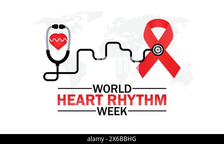 Settimana World Heart Rhythm. Concetto di vacanza. Modello per sfondo, banner, scheda, poster con iscrizione di testo. Illustrazione Vettoriale