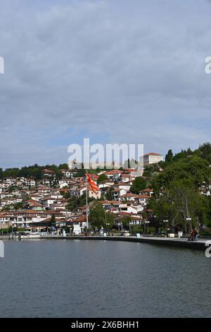 Vista sulla Macedonia del Nord, Ocrida, sul lago generale e sulla città vecchia Foto Stock