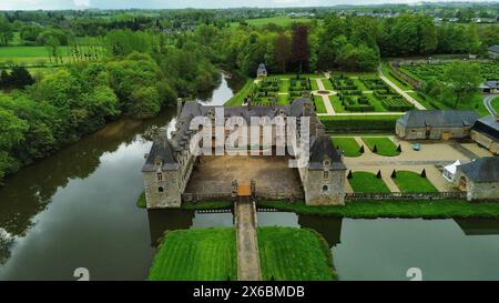 Foto drone Rocher Portail castello Francia Europa Foto Stock