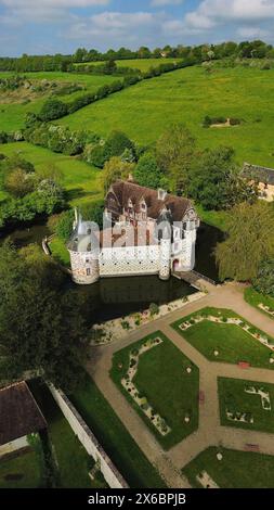 Foto drone castello di Saint-Germain-de-Livet Francia Europa Foto Stock