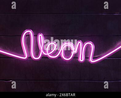Testo realistico dei segni al neon - scrittura al neon, non gen ai Foto Stock
