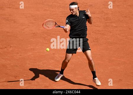 Roma, Italia. 14 maggio 2024. Taylor Fritz degli Stati Uniti d'America in azione durante la partita contro Grigor Dimitrov di Bulgaria al torneo internazionale BNL d'Italia 2024 al foro Italico di Roma il 14 maggio 2024. Crediti: Insidefoto di andrea staccioli/Alamy Live News Foto Stock