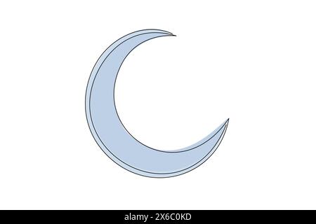 Una linea continua che traccia la luna crescente è chiaramente visibile e brillante. Ha il significato dello spirito di rinnovamento. Anche in cima alla moschea Illustrazione Vettoriale
