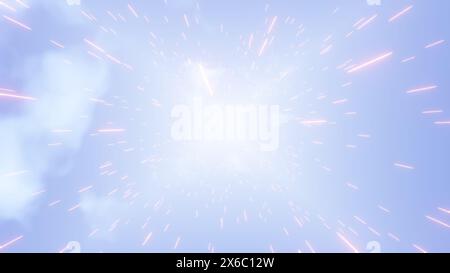 Radiant Ascent: Un viaggio attraverso la luce e le nuvole Foto Stock