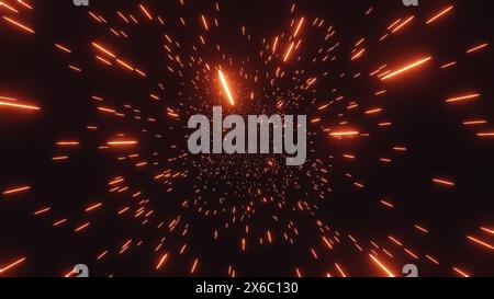 Ember Flight: Un viaggio attraverso Fiery Particles in the Dark Foto Stock