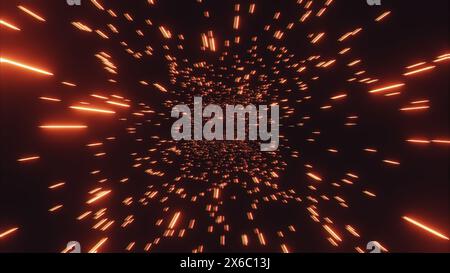 Ember Flight: Un viaggio attraverso Fiery Particles in the Dark Foto Stock