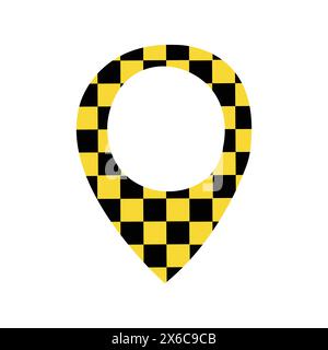 Icona posizione isolata app taxi. Punto cartina stile auto giallo per i conducenti. Illustrazione Vettoriale