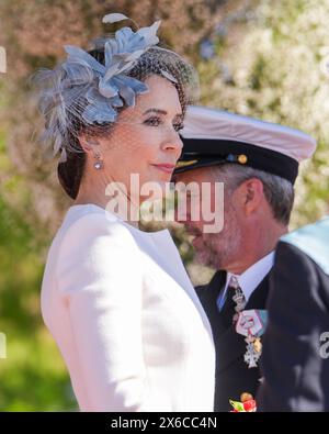 Oslo 20240514. Re Frederik e la regina Maria di Danimarca che stanno venendo in visita ufficiale di stato in Norvegia. Foto: Lise Åserud / NTB / PISCINA Foto Stock