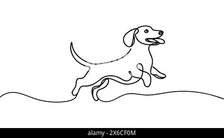 Dog disegno continuo di una linea. Illustrazione vettoriale. Illustrazione Vettoriale