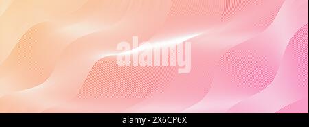 Linee d'onda sfondo astratto, sottili strisce ondulate bianche con effetto ottico del movimento. Illustrazione Vettoriale