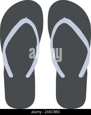 Flip Flop Black Pantofole, Flip flop Vector, abbigliamento casual, design semplice delle pantofole, Flip flop nere, design delle calzature Illustrazione Vettoriale