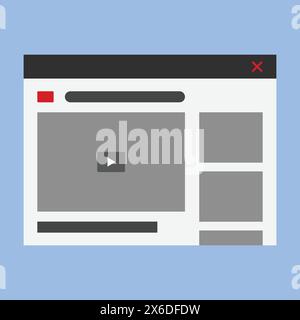 Icona Vector del sito di streaming video YouTuber. vettore di illustrazione del sito per lo streaming di contenuti video Illustrazione Vettoriale