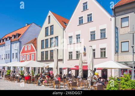 Square Hauptplatz, CafÃ Hipp Pfaffenhofen an der ILM Oberbayern, Münchner Umland, su Bayern, Baviera Germania Foto Stock