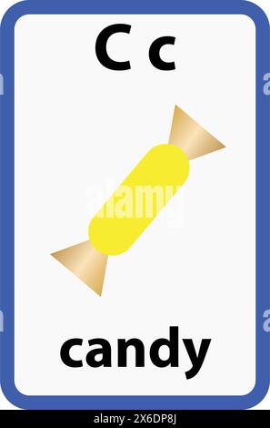 Flashcard alfabetica per bambini con la lettera c di caramelle Illustrazione Vettoriale