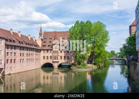 Ex ospedale Heilig-Geist-Spital Spirit Hospital Nürnberg, Norimberga Mittelfranken, Media Franconia Bayern, Baviera Germania Foto Stock
