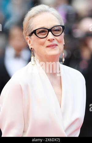 Cannes, Francia. 14 maggio 2024. L'attrice americana Meryl Streep partecipa alla cerimonia di apertura al 77° Festival di Cannes, in Francia, martedì 14 maggio 2024. Foto di Rune Hellestad/ credito: UPI/Alamy Live News Foto Stock